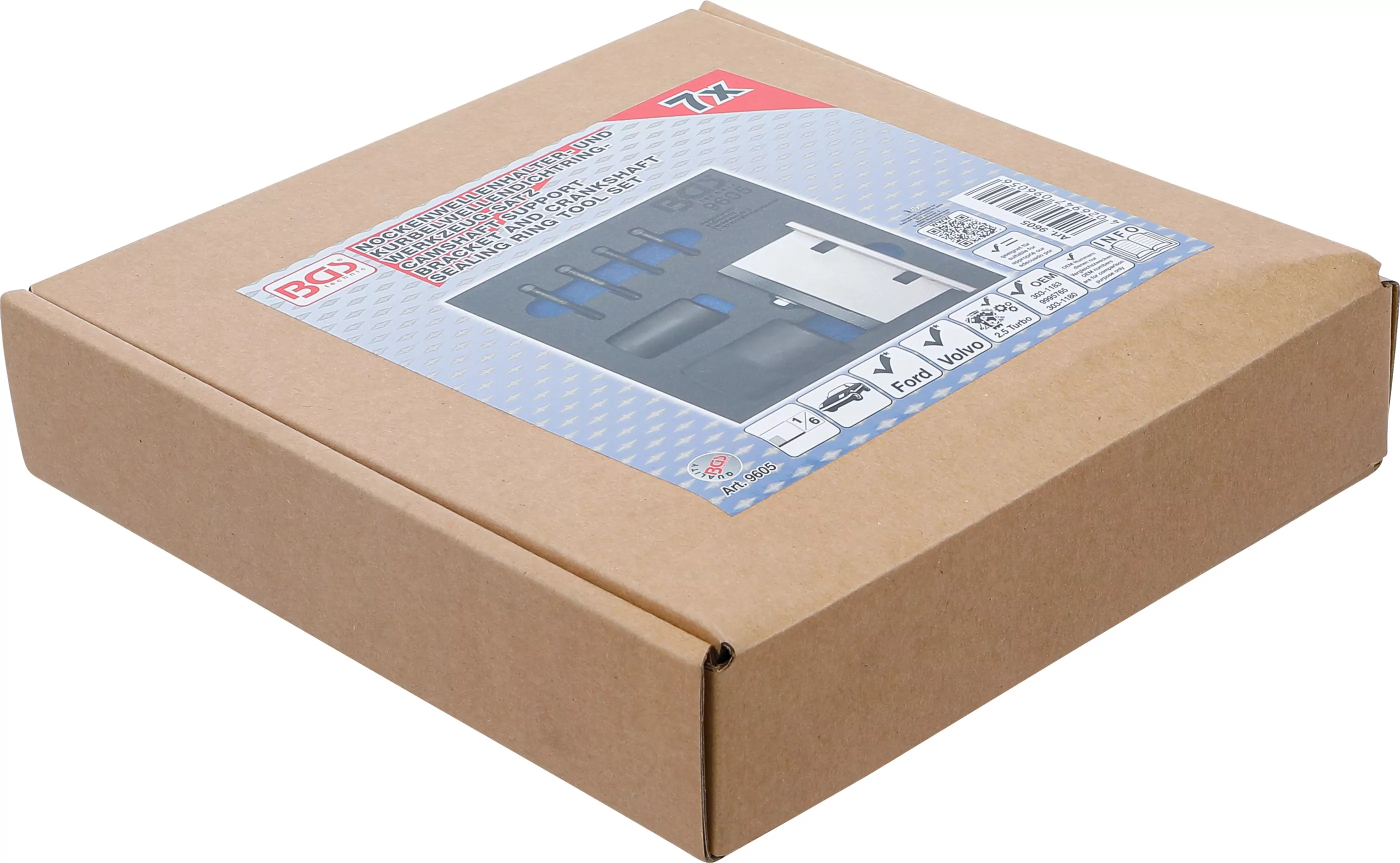 Werkstattwageneinlage 1/6: Nockenwellen-Haltewerkzeug- und Kurbelwellendichtring-Werkzeug-Satz | für Ford, Volvo 2.5 Turbo