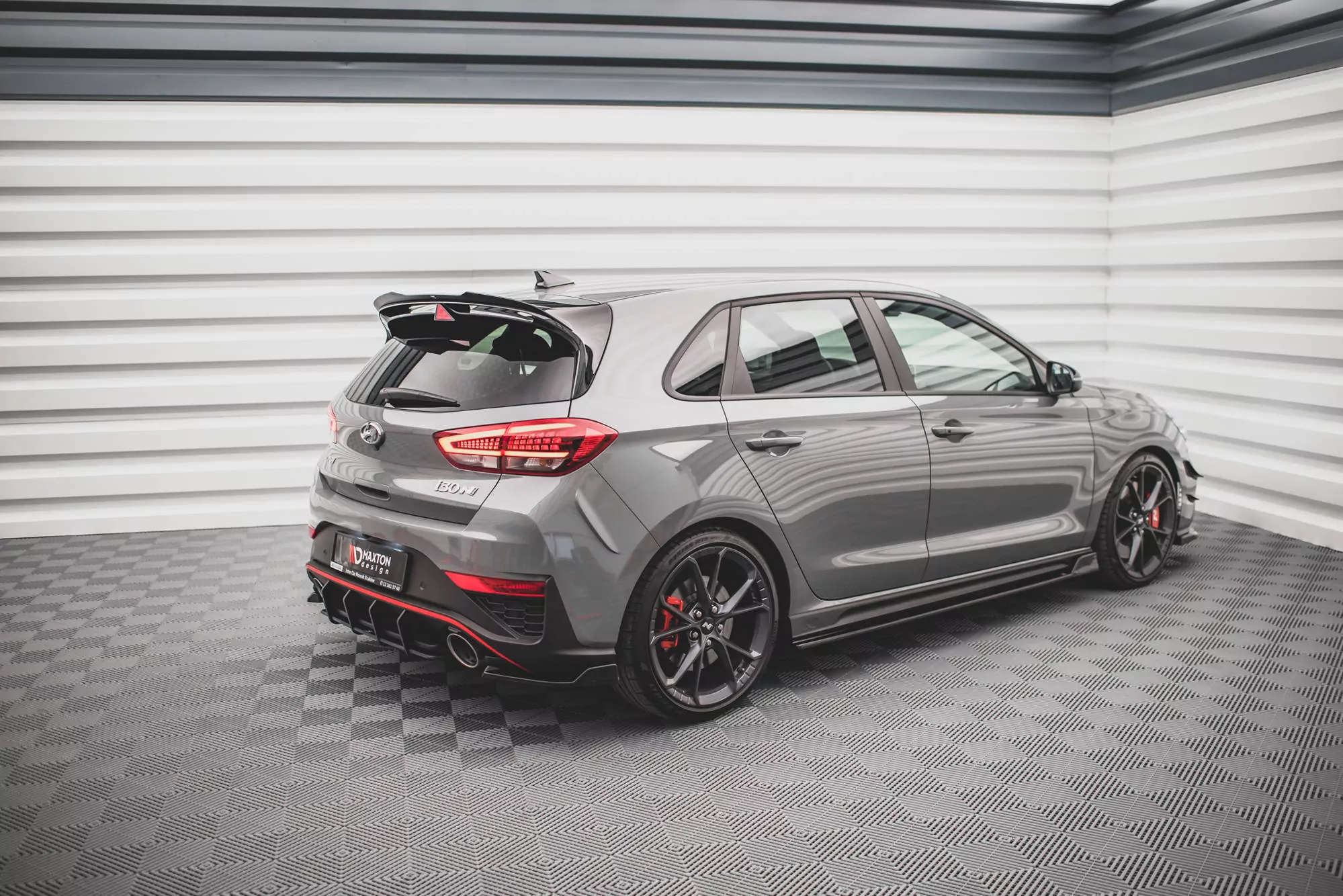 Heck Ansatz Flaps Diffusor V.3 Für Hyundai I30 N Hatchback Mk3 Facelift Schwarz Hochglanz