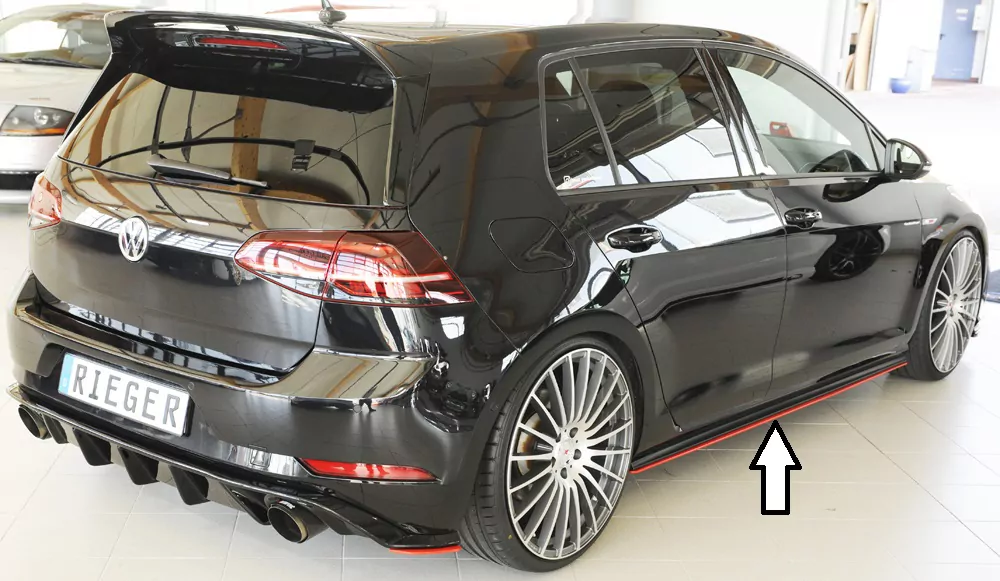 Rieger Seitenschwelleransatz für VW Golf 7 GTI | 5-tür. 02.17- (ab Facelift) für orig. GTI-/GTD-/GTE-Seitenschweller