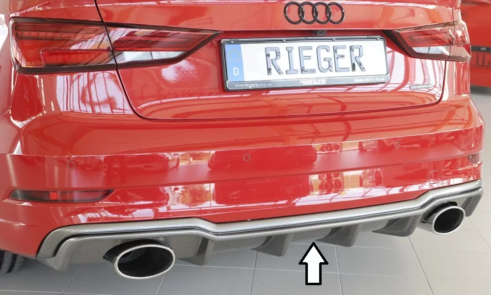 Rieger Heckeinsatz für Audi A3 S3 (8V) - 3-tür. (Cabrio 8V7) 09.16- (ab Facelift) carbon optik