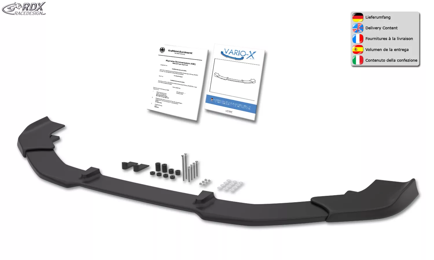 RDX Frontspoiler VARIO-X für AUDI A3 8V (-2016) Frontlippe Front Ansatz Vorne Spoilerlippe