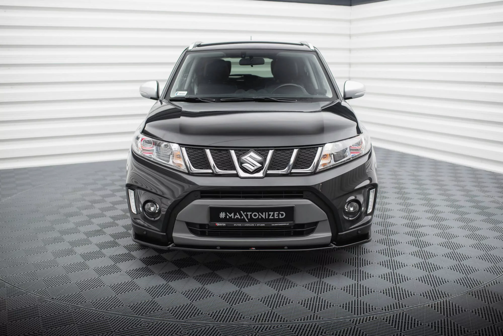 Front Ansatz V.2 Für Suzuki Vitara S Mk2 Schwarz Hochglanz