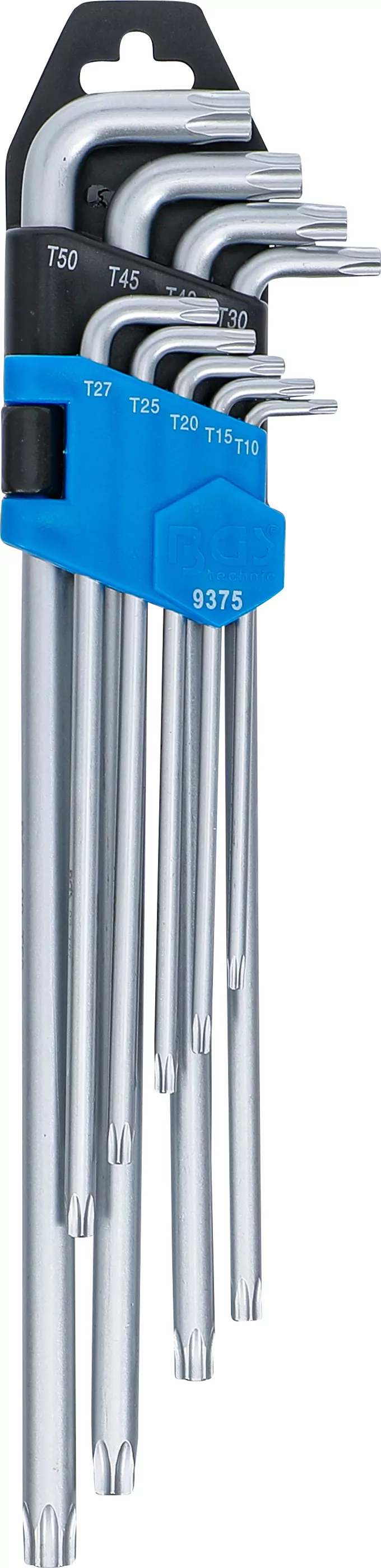 Winkelschlüssel-Satz | extra lang + extra kurz | T-Profil (für Torx) T10 - T50 | 9-tlg.