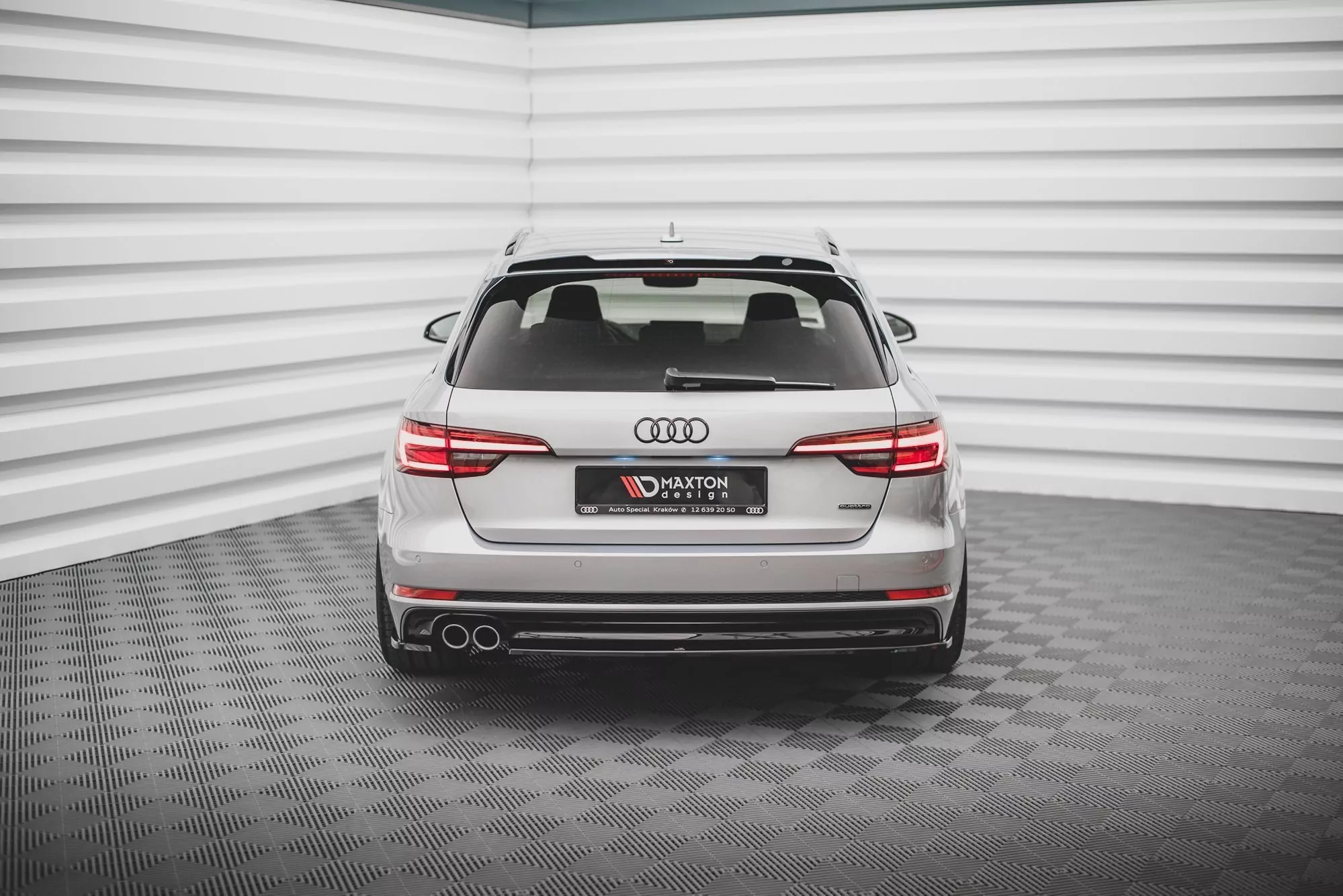 Heck Ansatz Flaps Diffusor V.2 Für Audi A4 S-Line B9 Schwarz Hochglanz