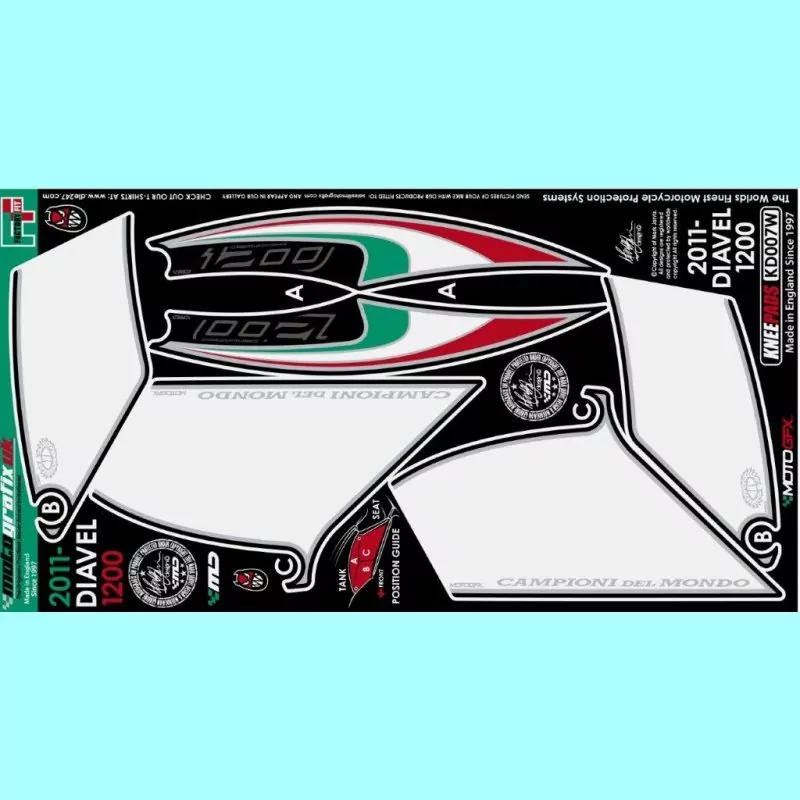 Motografix Tankschutz Knie Pads Ducati DIAVEL 1200 KD007W