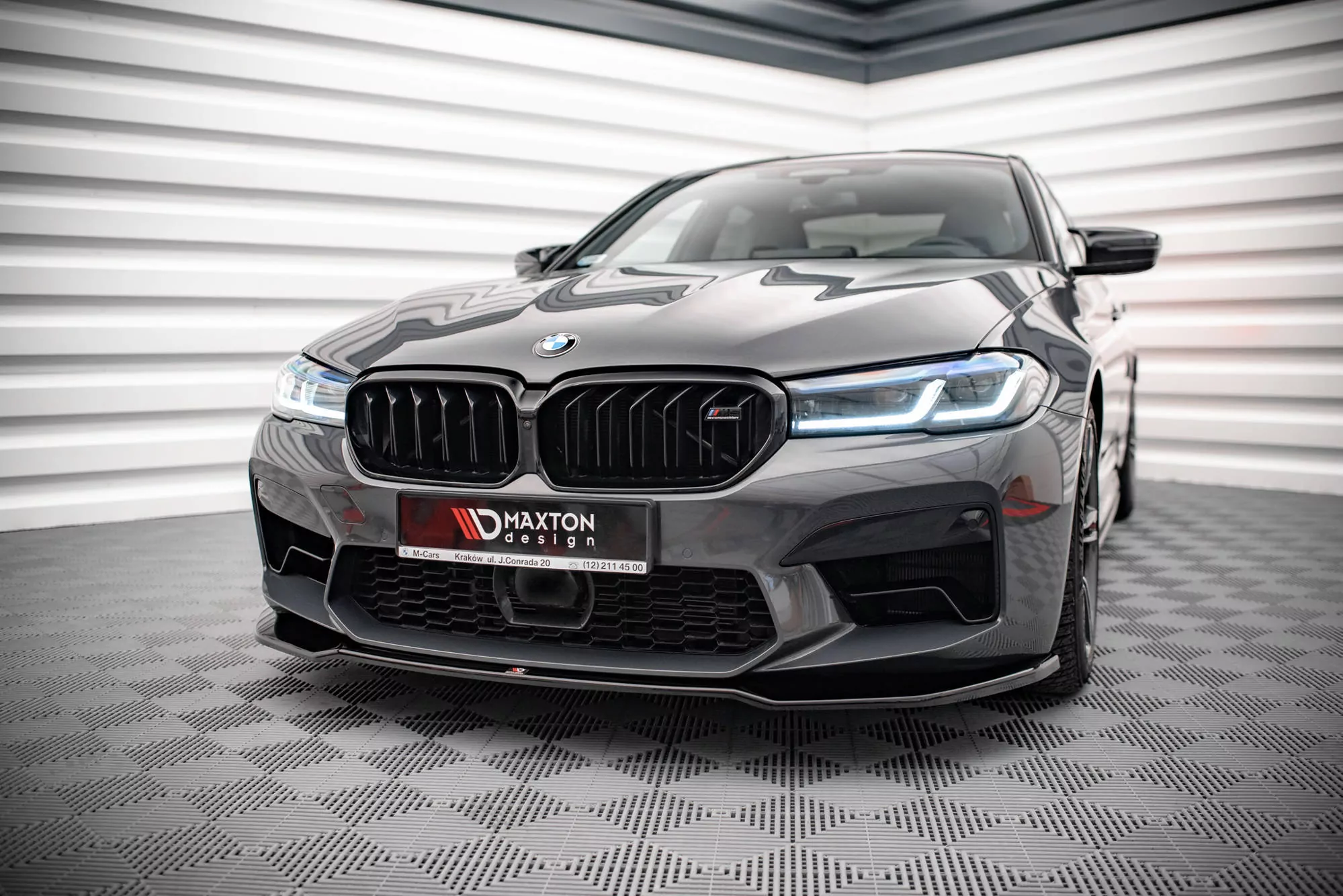 Front Ansatz V.2 Für BMW M5 F90 Facelift Schwarz Hochglanz
