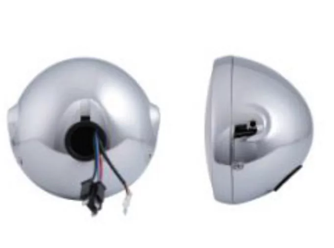 Led-scheinwerfer 7","british Style", Chrom, 10 Led S, Reflektor Chrom, M8 Seitlich, E-geprüft