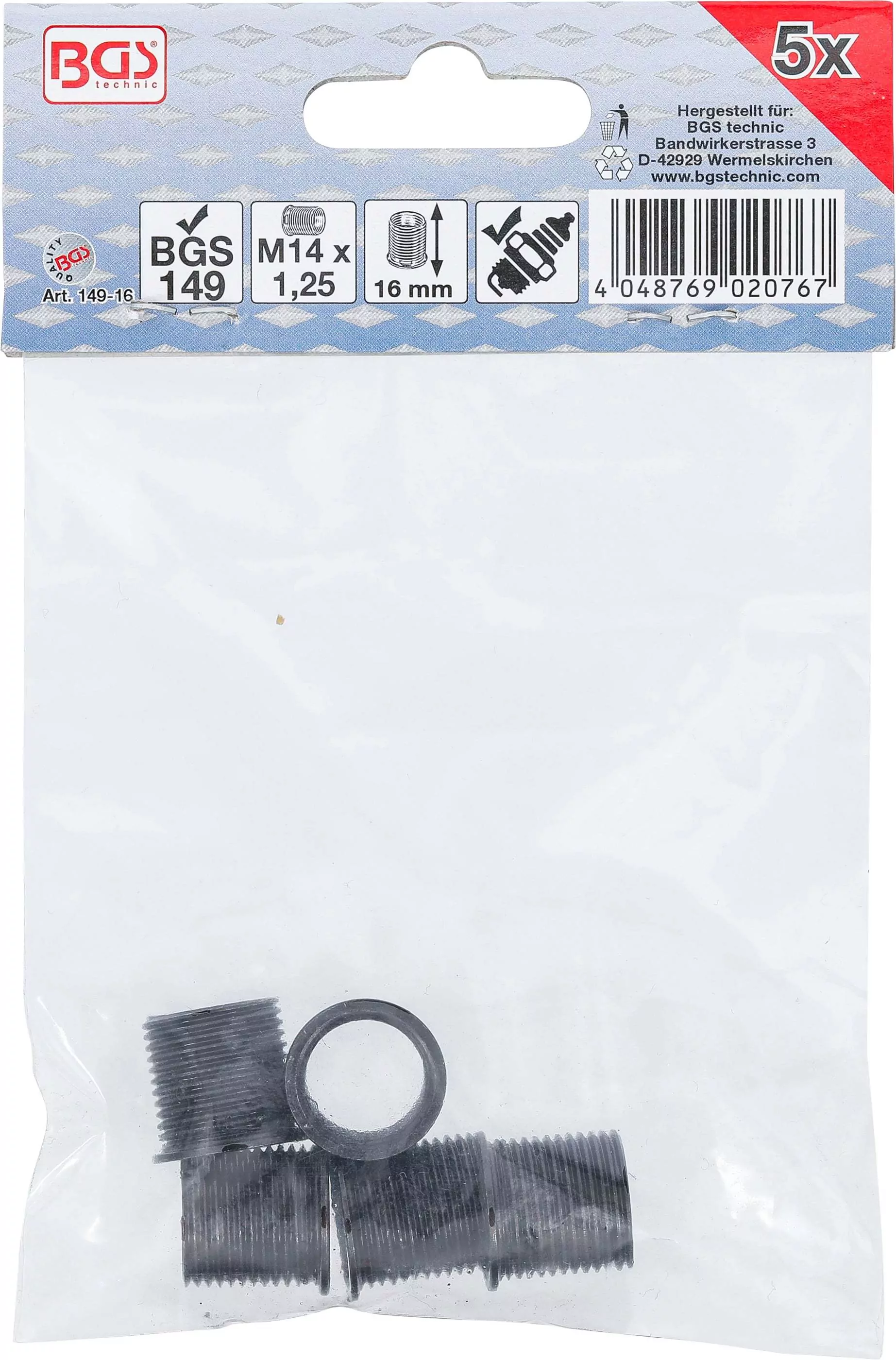 Gewindehülsen | 16 mm | M14 x 1,25 mm | 5-tlg.