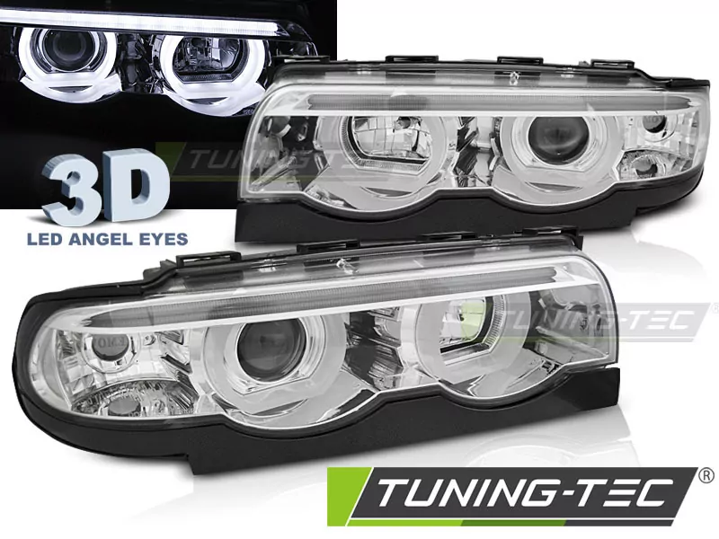 HEADLIGHTS ANGEL EYES LED 3D CHROME fits BMW E38 94-01