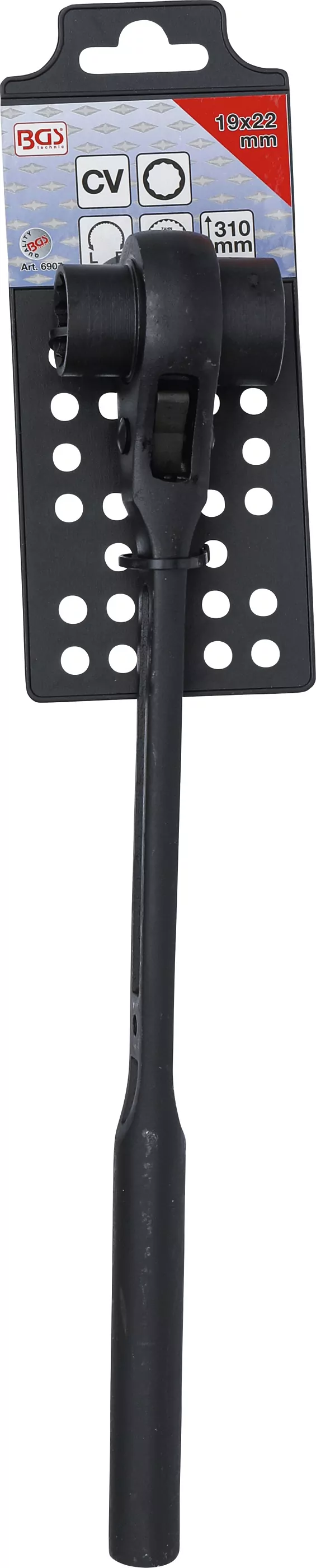 Gerüstbauer-Knarre | runder Schaft | SW 19 x 22 mm