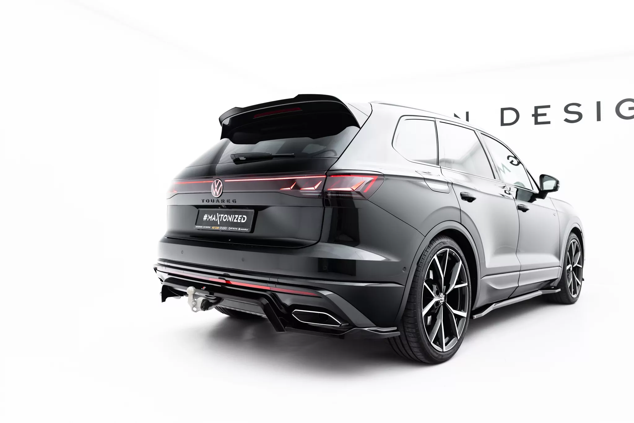 Mittlerer Cup Diffusor DTM Look Heck Ansatz Für VW Touareg R-Line Mk3 Facelift Schwarz Hochglanz