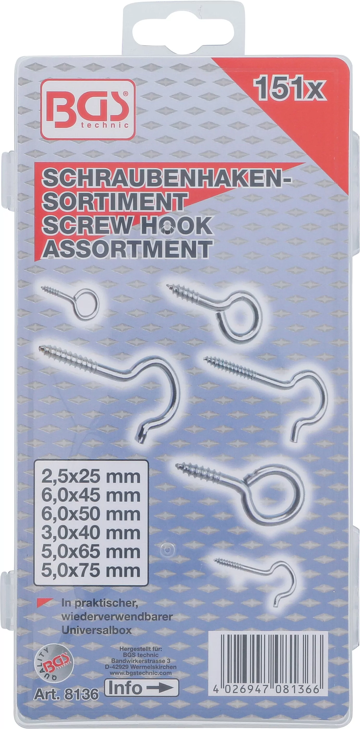 Schraubhaken-Sortiment | 151-tlg.