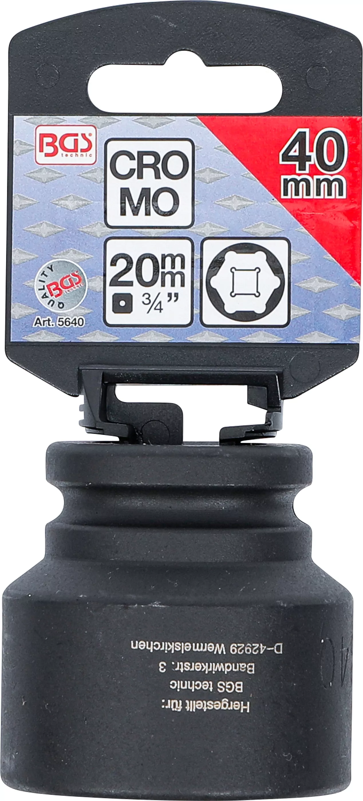 Kraft-Steckschlüssel-Einsatz Sechskant | Antrieb Innenvierkant 20 mm (3/4") | SW 40 mm