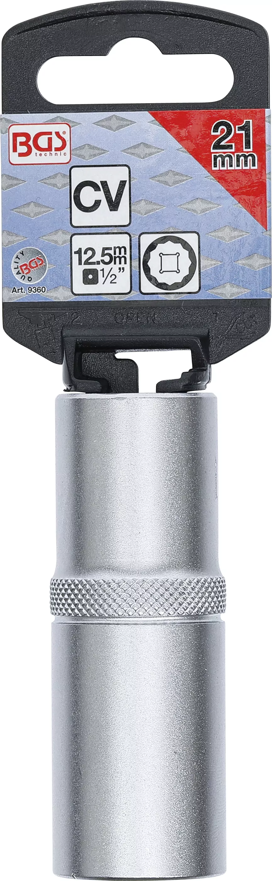 Steckschlüssel-Einsatz Zwölfkant, tief | Antrieb Innenvierkant 12,5 mm (1/2") | SW 21 mm