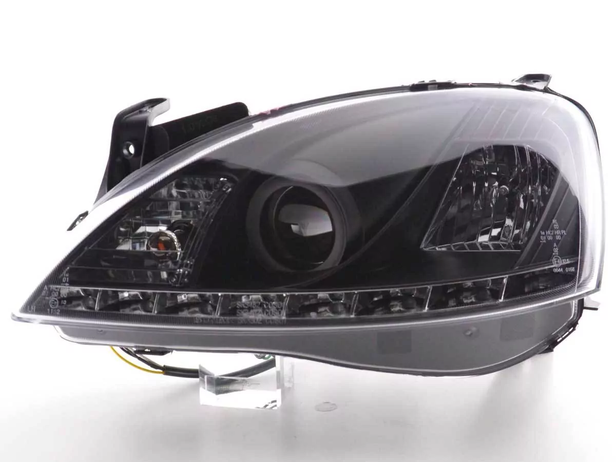 Scheinwerfer Set Daylight LED TFL-Optik Opel Corsa C Bj. 01-06 schwarz