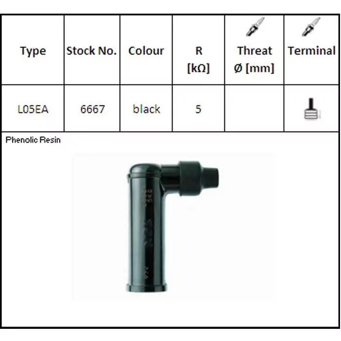 NGK | Zündkerzenstecker | L05EA SW | 6667 | 90° gewinkelt