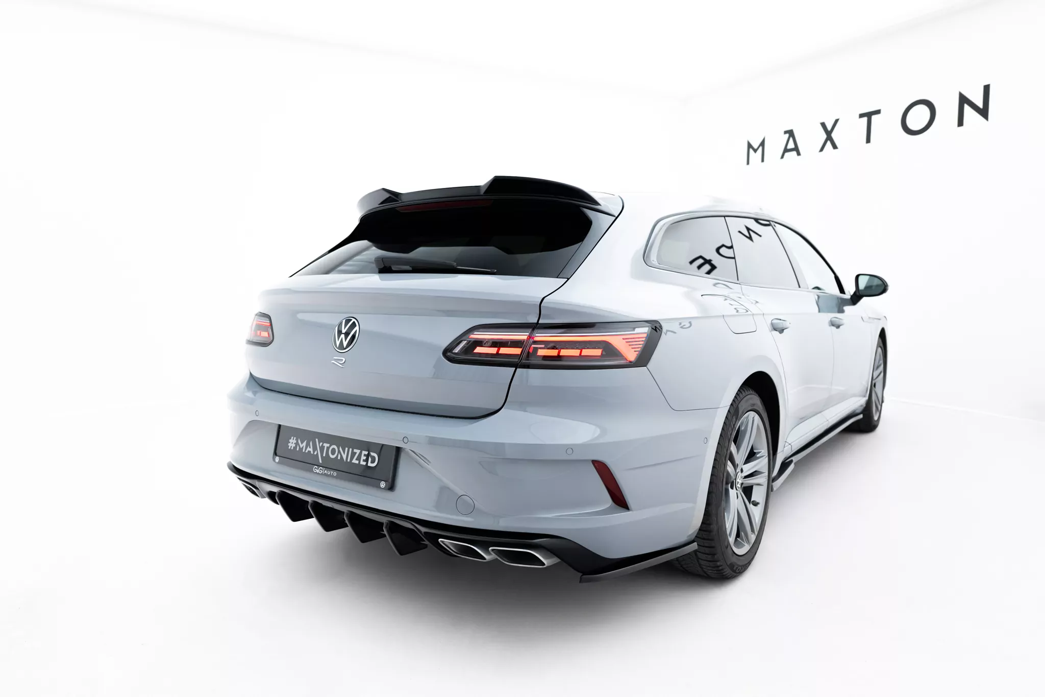 Spoiler CAP Für 3D Volkswagen Arteon Shooting Brake R-Line Mk1 Facelift Schwarz Hochglanz