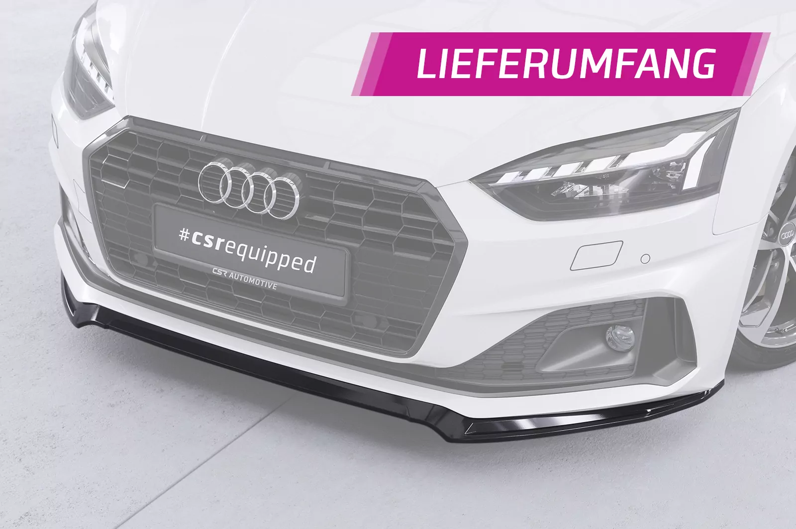 Cup-Spoilerlippe mit ABE für Audi A5 F5 Basis / Advanced CSL562 Schwarz Strukturiert