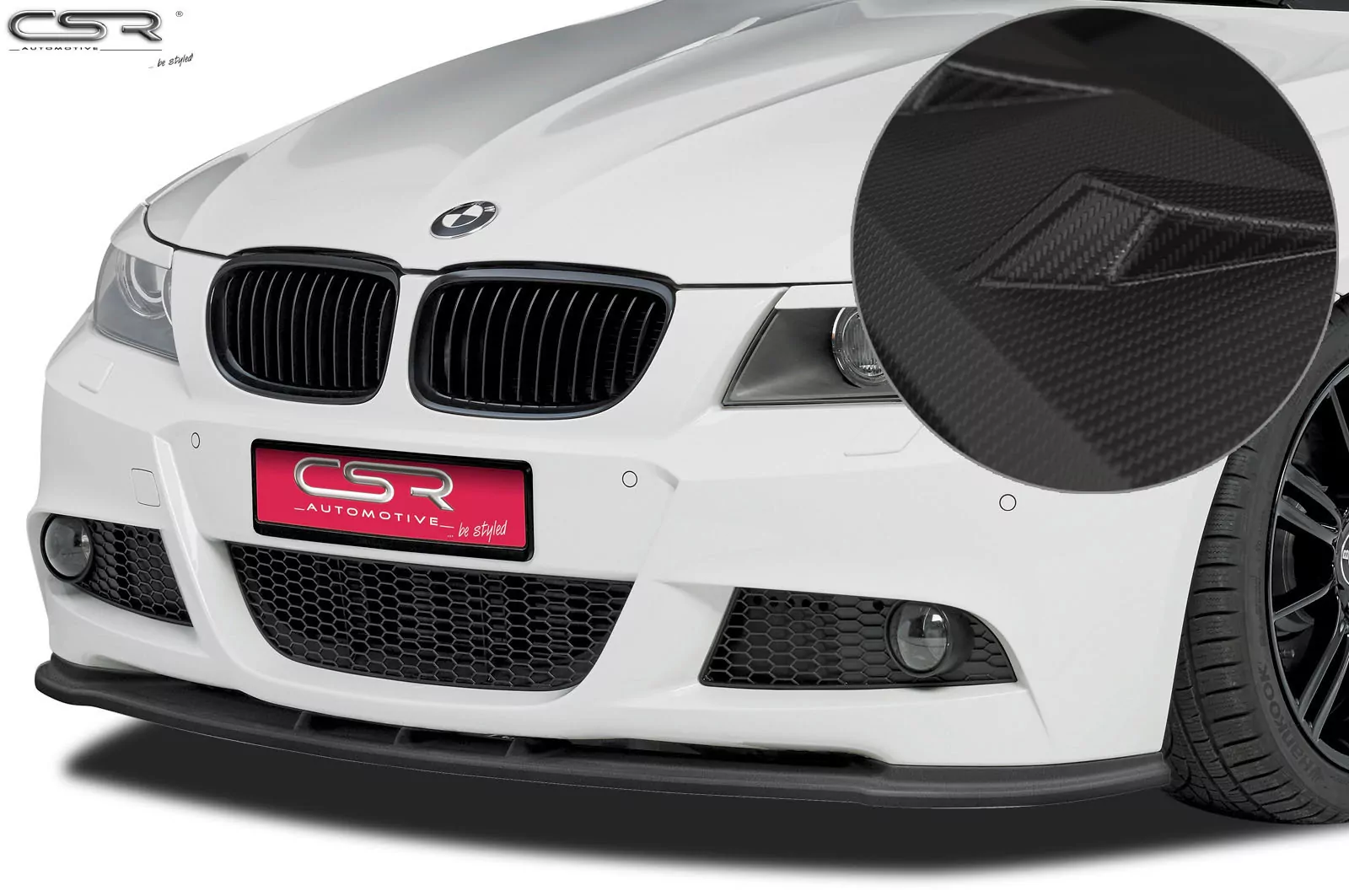 Cup-Spoilerlippe mit ABE für BMW 3er E90 / E91 CSL168-M Carbon Look (matt)