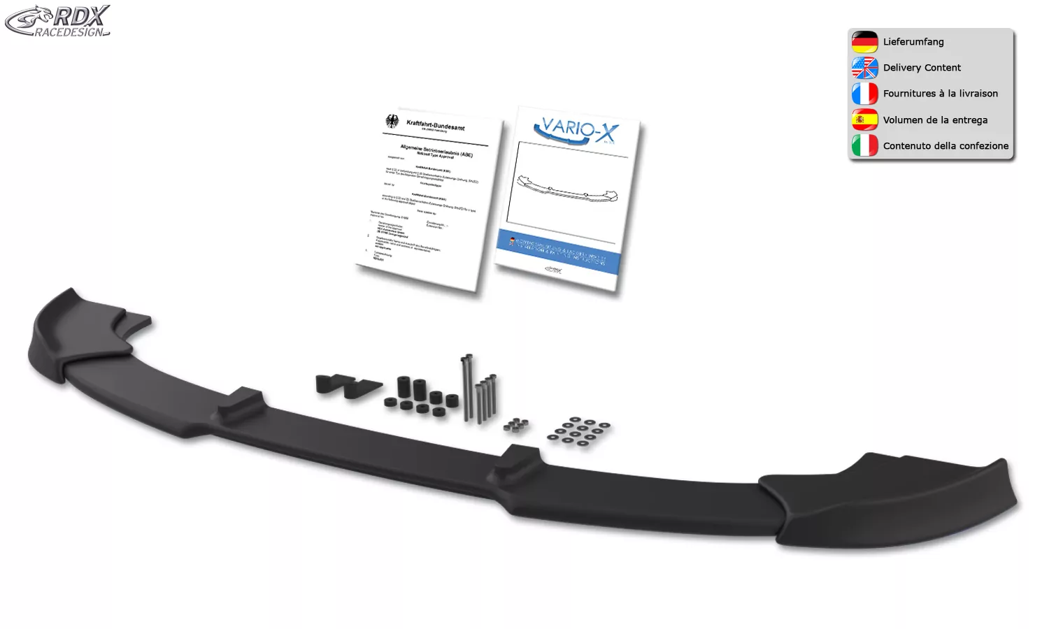RDX Frontspoiler VARIO-X für BMW 3er E92 / E93 -2010 (M-Technik Frontstoßstange) Frontlippe Front Ansatz Vorne Spoilerlippe