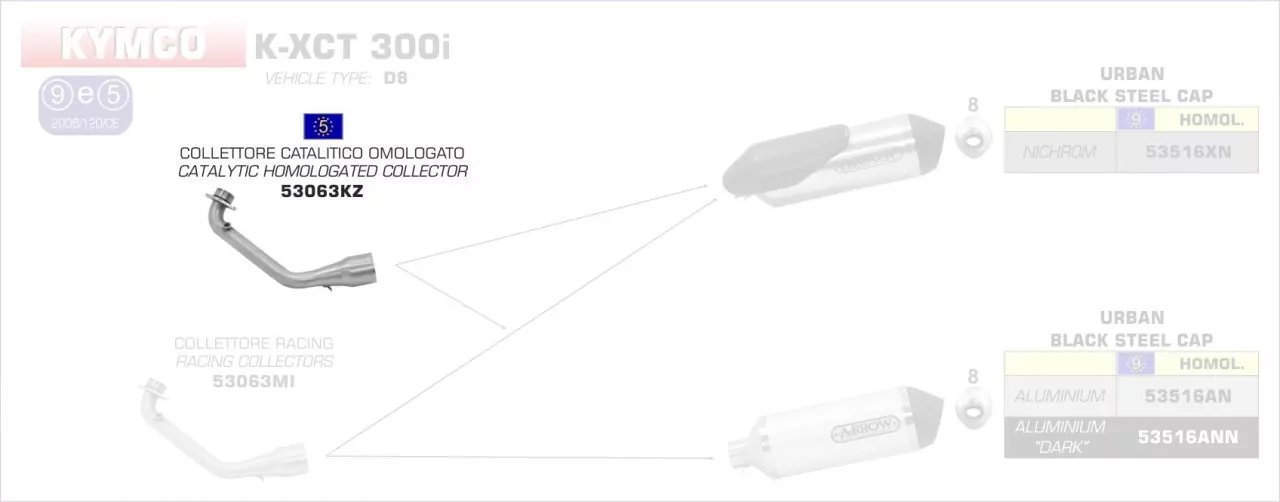 Catalytic Homologated Collector For Urban EXhaust Kymco K-XCT 300i 2013-2016