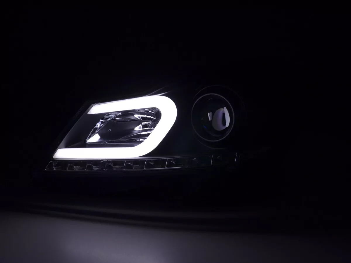 Scheinwerfer Set Daylight LED TFL-Optik Mercedes C-Klasse W204 Bj. 11-14 schwarz