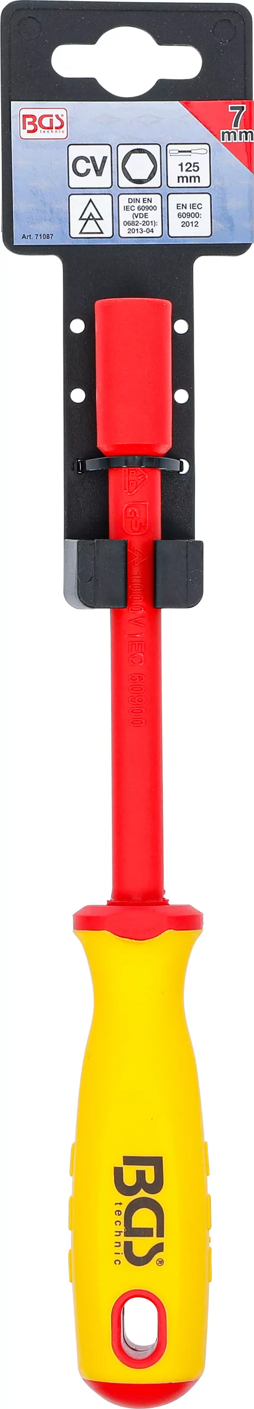 VDE-Steckschlüssel-Schraubendreher | Sechskant | SW 7 mm | Klingenlänge 125 mm