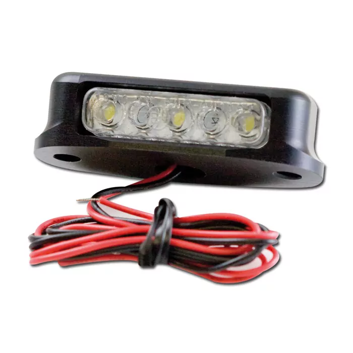 LED Kennzeichenbeleuchtung "TRW" | CNC Aluminium B60 x H19 x T25 mm | Bolzenabstand 45mm | E-gepr.