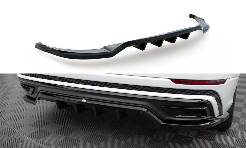 Hinten Splitter (mit Einem Vertikalem Balken) Audi Q8 S-Line Mk1 Schwarz Hochglanz