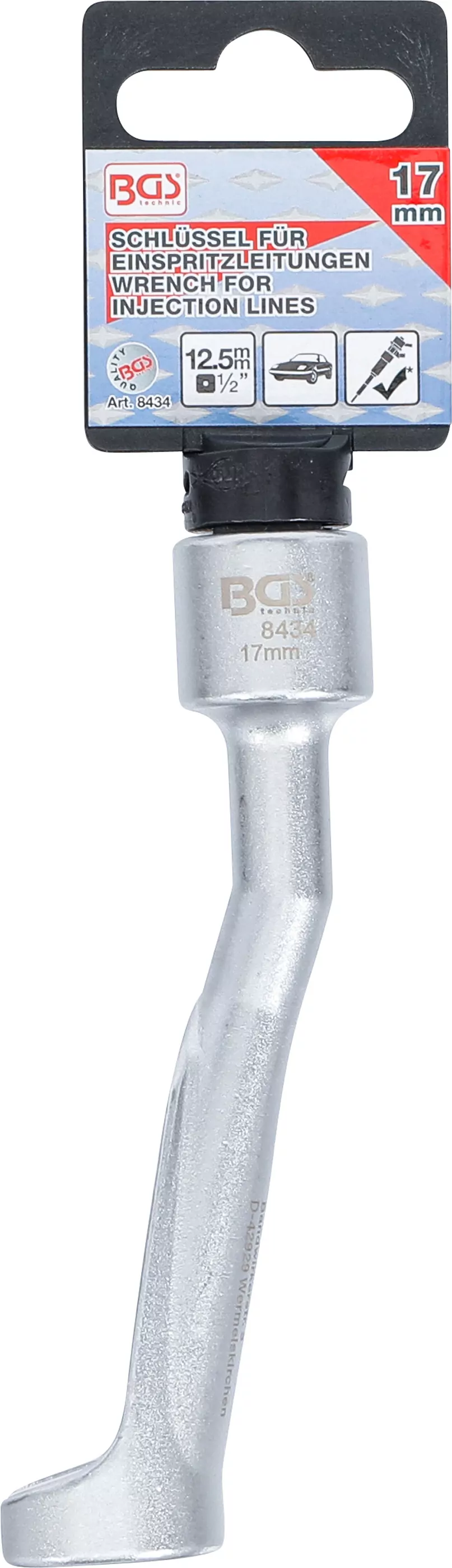 Spezial-Schlüssel für Einspritzleitungen | für BMW, Opel 2.5TD, Mercedes-Benz | Antrieb 12,5 mm (1/2") | SW 17 mm