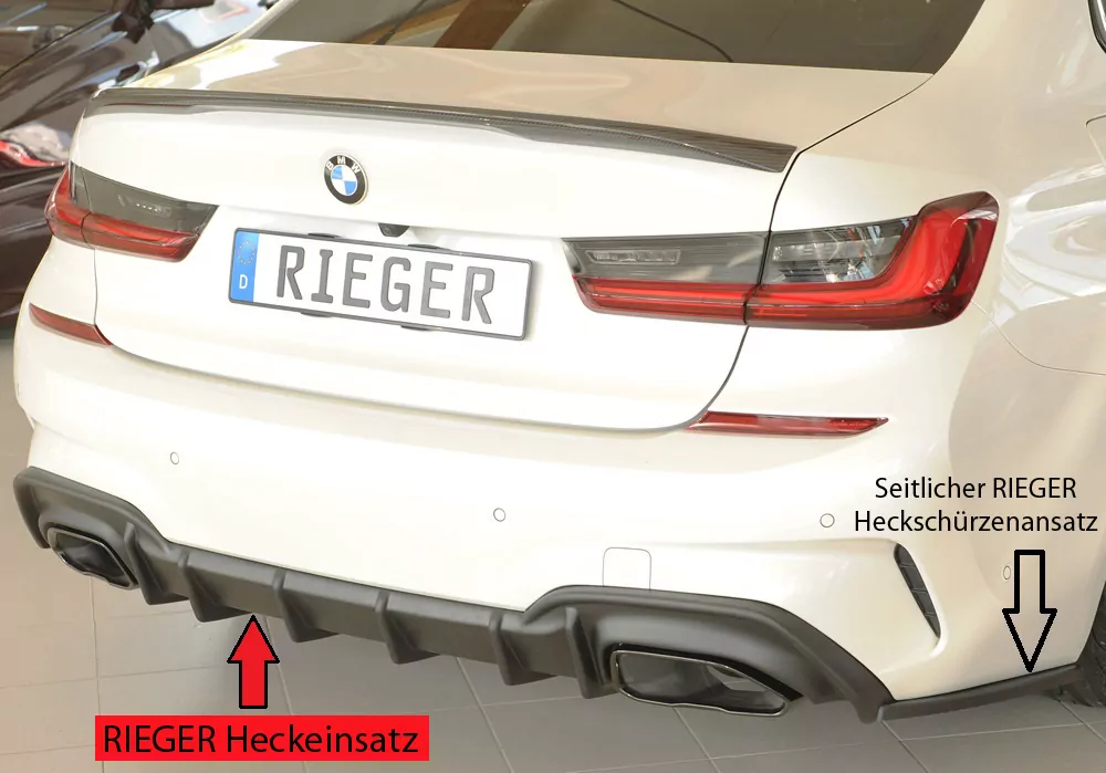 Rieger Heckeinsatz (für Fzg. mit AHK) matt schwarz für BMW 3er G21  (G3K) Touring 03.19-06.22 (bis Facelift)