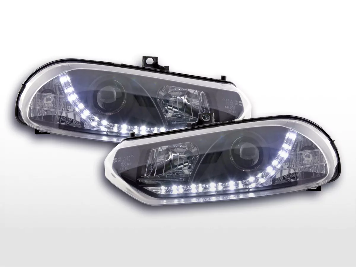 Scheinwerfer Set Daylight LED TFL-Optik Alfa Romeo 156 Typ 932 Bj. 98-02 schwarz