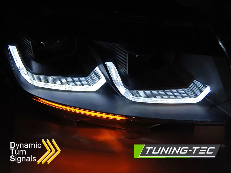 Headlights Tube Light Black Drl Seq Fits Vw T6.1 20-