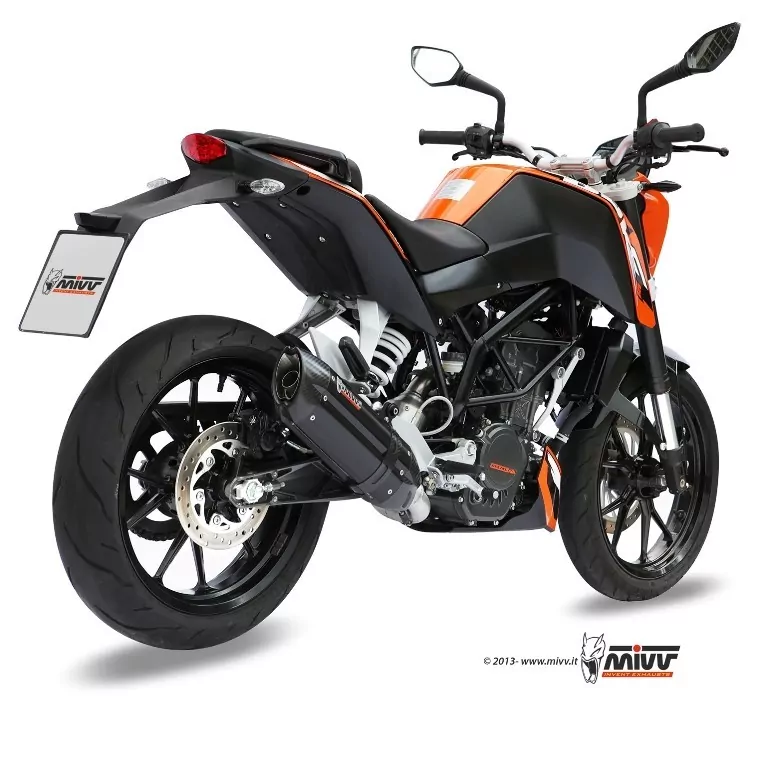 MIVV Komplettanlage 1x1 SUONO In Edelstahl Schwarz Für KTM 125 DUKE/200 DUKE