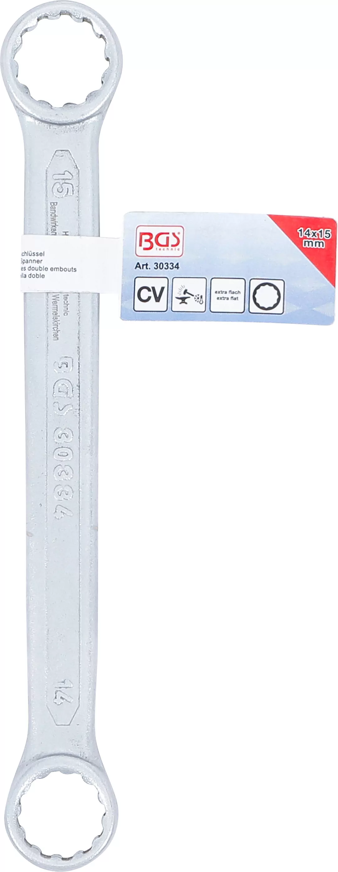 Doppel-Ringschlüssel | extra flach | SW 14 x 15 mm