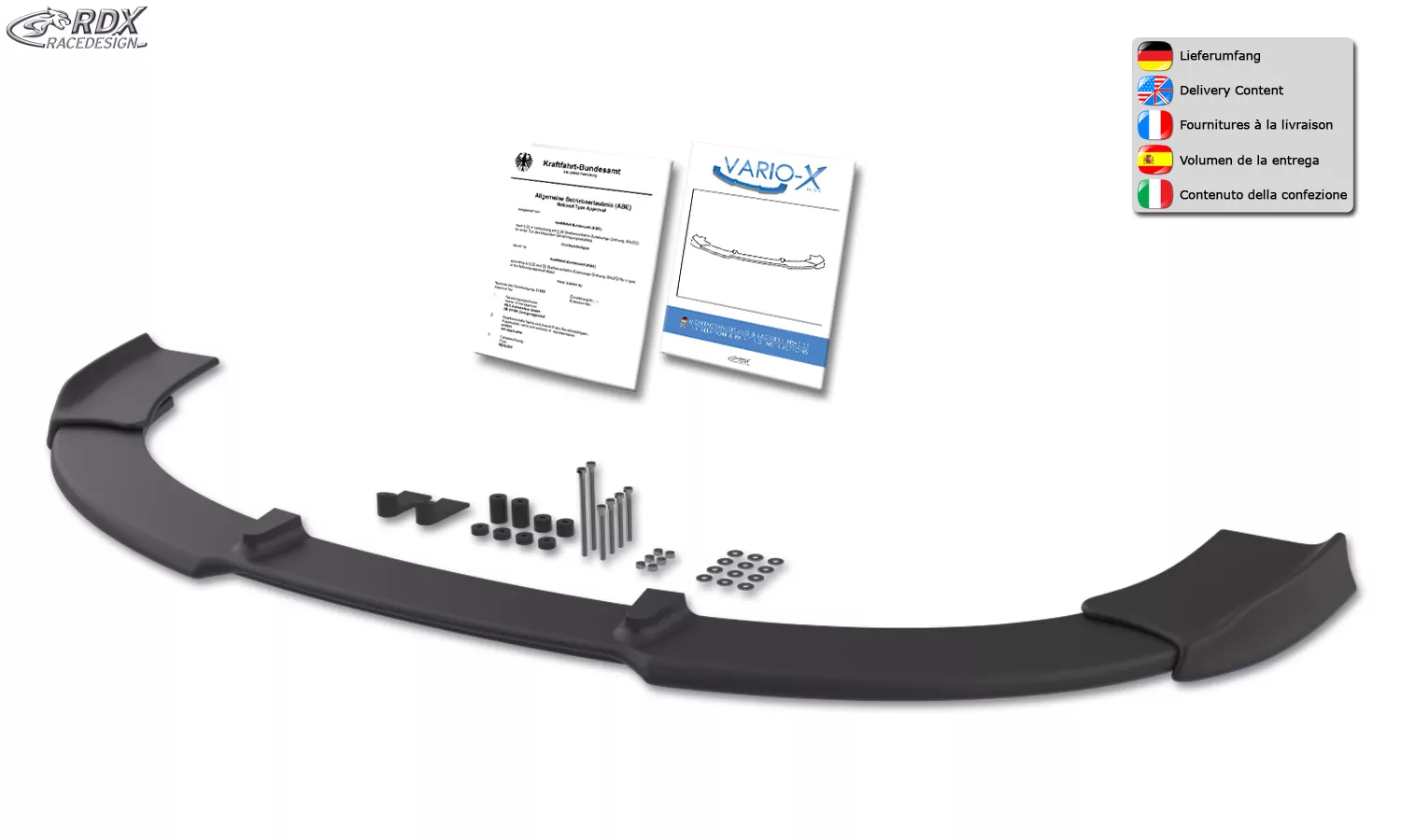 RDX Frontspoiler VARIO-X für AUDI A4 8E B7 (S-Line Frontstoßstange) Frontlippe Front Ansatz Vorne Spoilerlippe