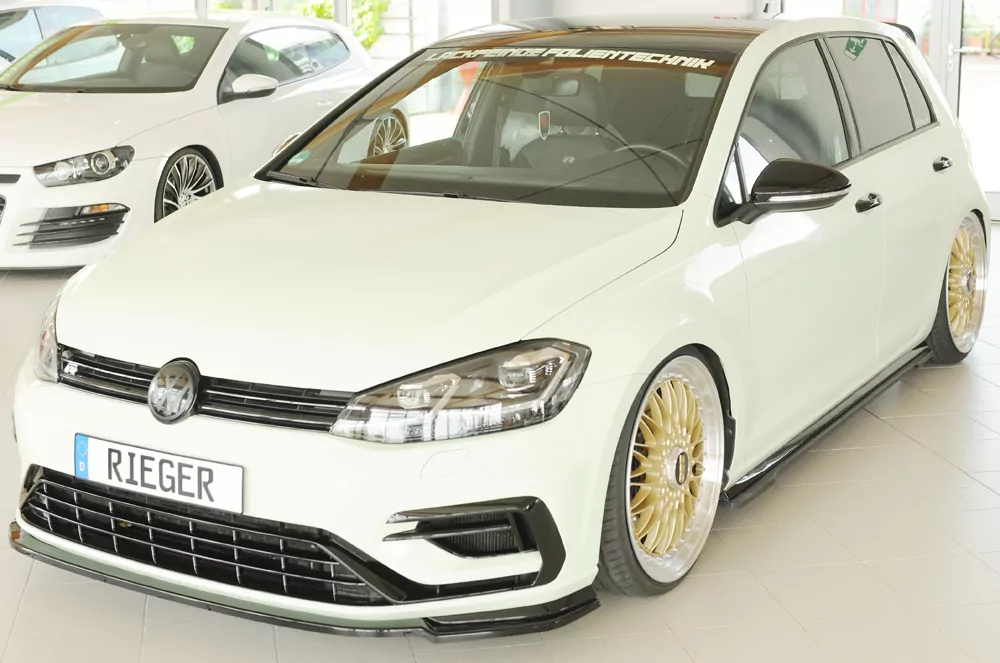 Rieger Seitenschweller links ansatz (ca. 19mm) matt schwarz für VW Golf 7 R-Line 5-tür. 02.17- (ab Facelift)