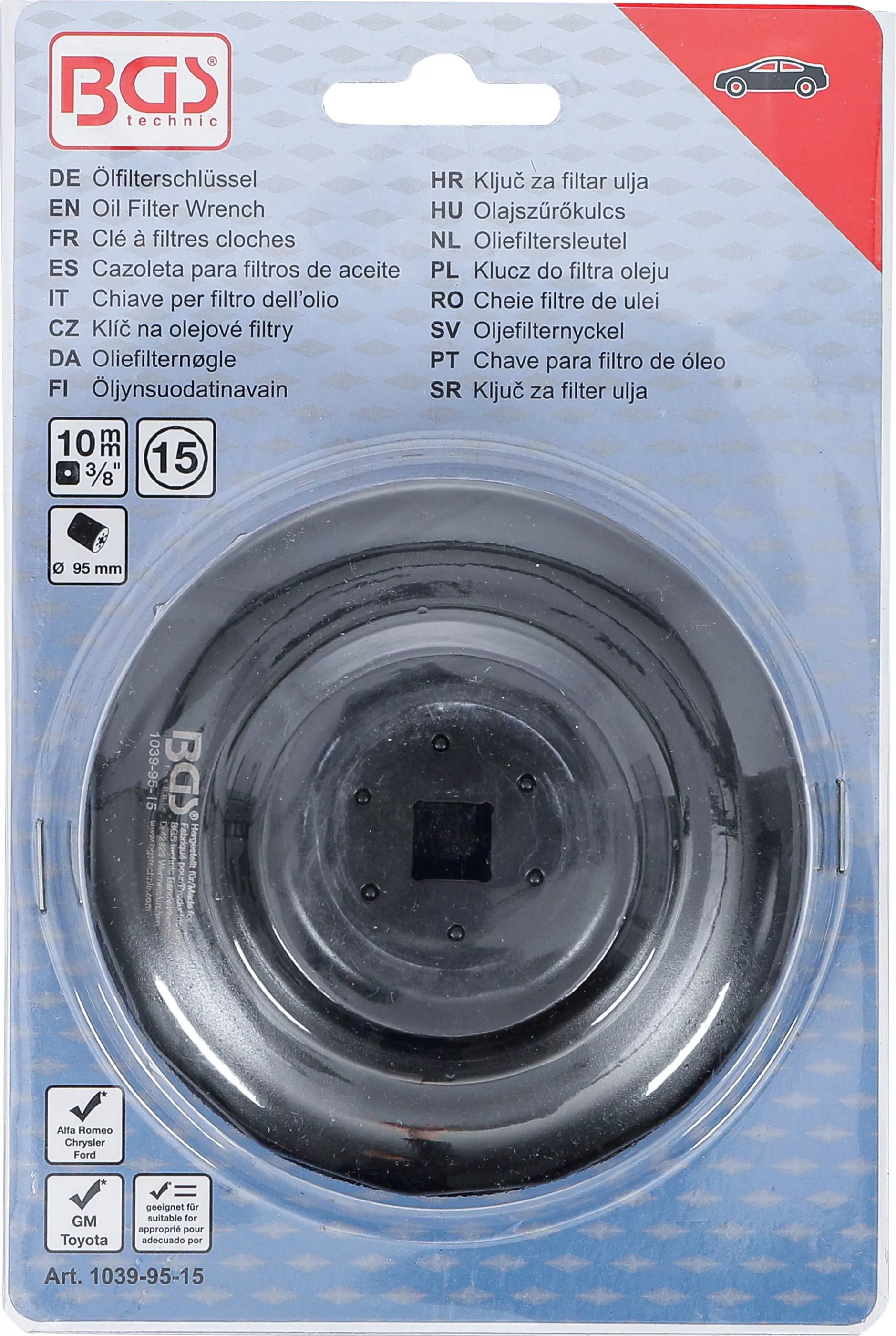 Ölfilterschlüssel | 15-kant | Ø 95 mm | für Alfa Romeo, Chrysler, Ford, GM, Toyota