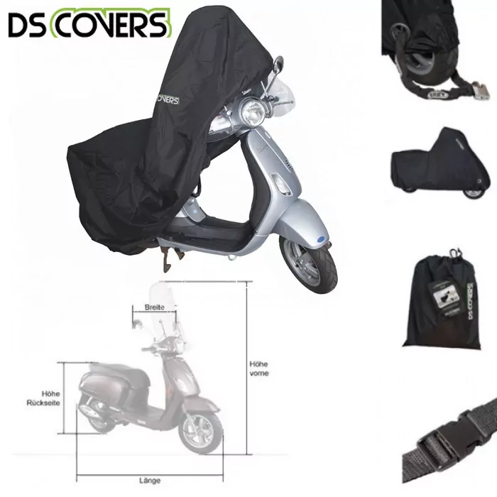 Roller-Abdeckplane "Cup" | Gr. L | schwarz | mit Windschutzscheibe, L 205 x B 90 x HV 150 x HR 80cm