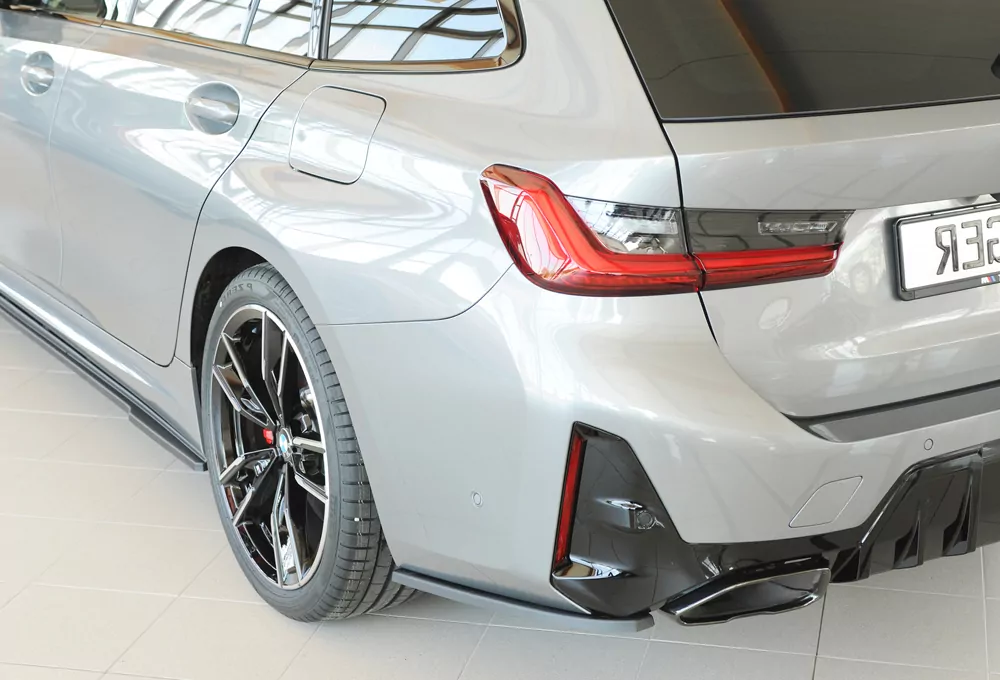 Rieger Heckschürzenansatz seitlich links matt schwarz für BMW 3er G21  (G3K) Touring 07.22- (ab Facelift) LCI