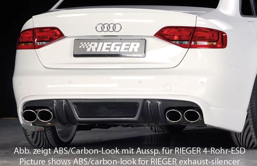 Rieger Heckschürzenansatz für Audi A4 (B8/B81) - Lim. 11.07-12.11 (bis Facelift) carbon optik