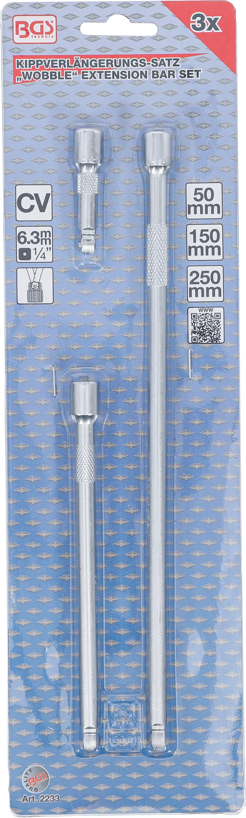 Kippverlängerungs-Satz | 6,3 mm (1/4") | 50 / 150 / 250 mm | 3-tlg.