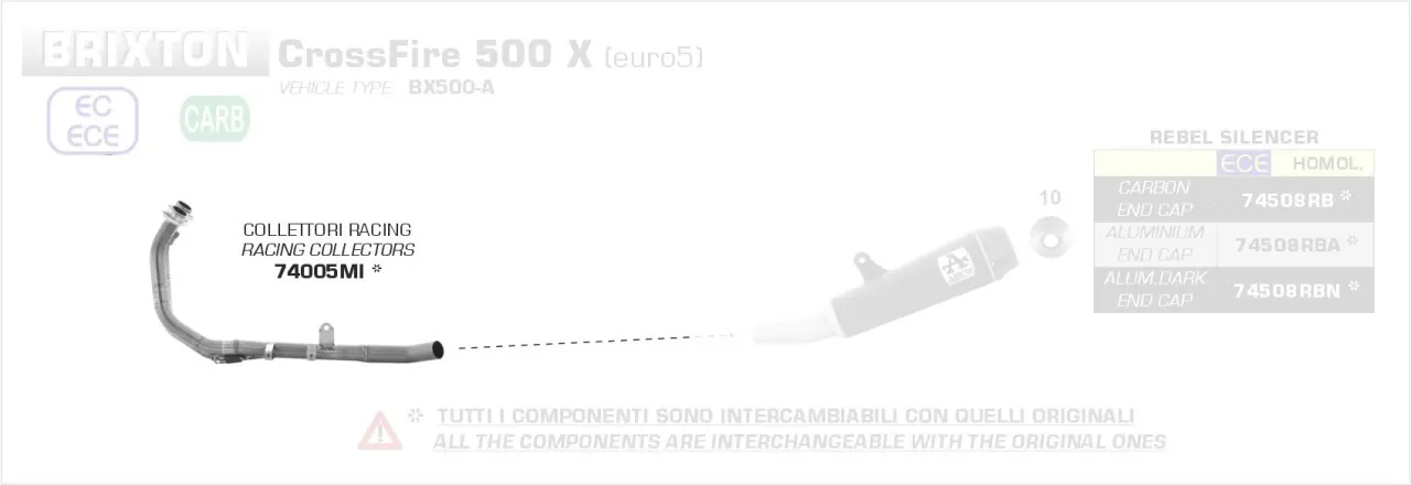 74005MI-Arrow Krümmer Brixton CrossFire 500 X 2021