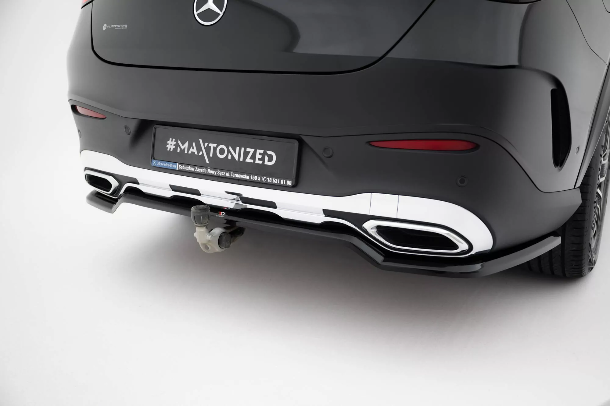 Hinten Splitter (mit Einem Vertikalem Balken) Mercedes-Benz GLC Coupe AMG-Line C254 Schwarz Hochglanz