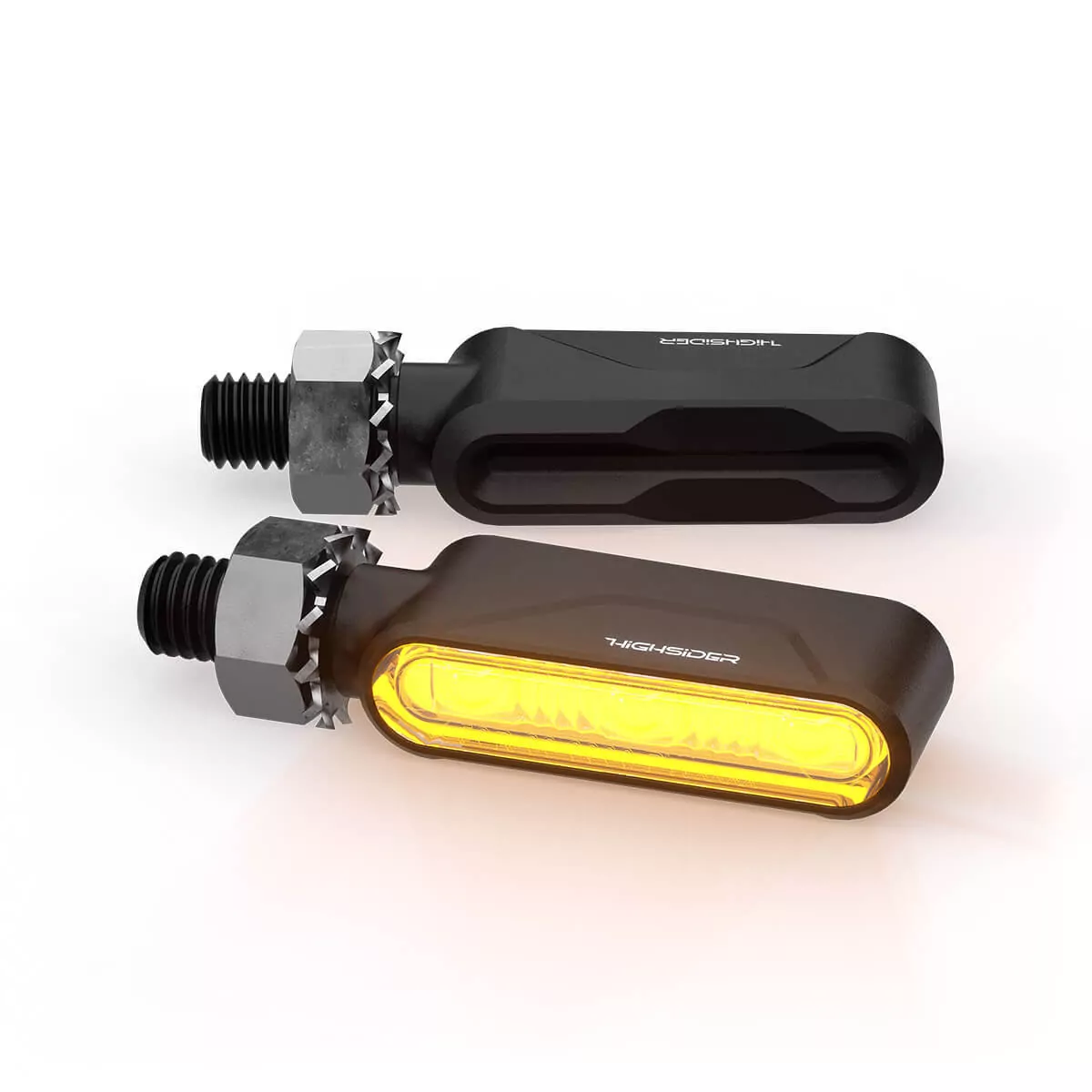 HIGHSIDER Pro Esagano-RS LED Blinker Gehäuse Schwarz / Linse Rauchgrau (Paar), Vorn & Hinten