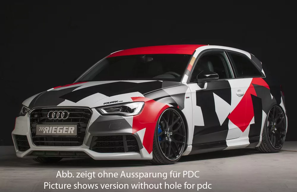 Rieger Spoilerstoßstange für Audi A3 (8V) - 3-tür. (Schrägheck 8V1) 07.12-08.16 (bis Facelift) carbon optik