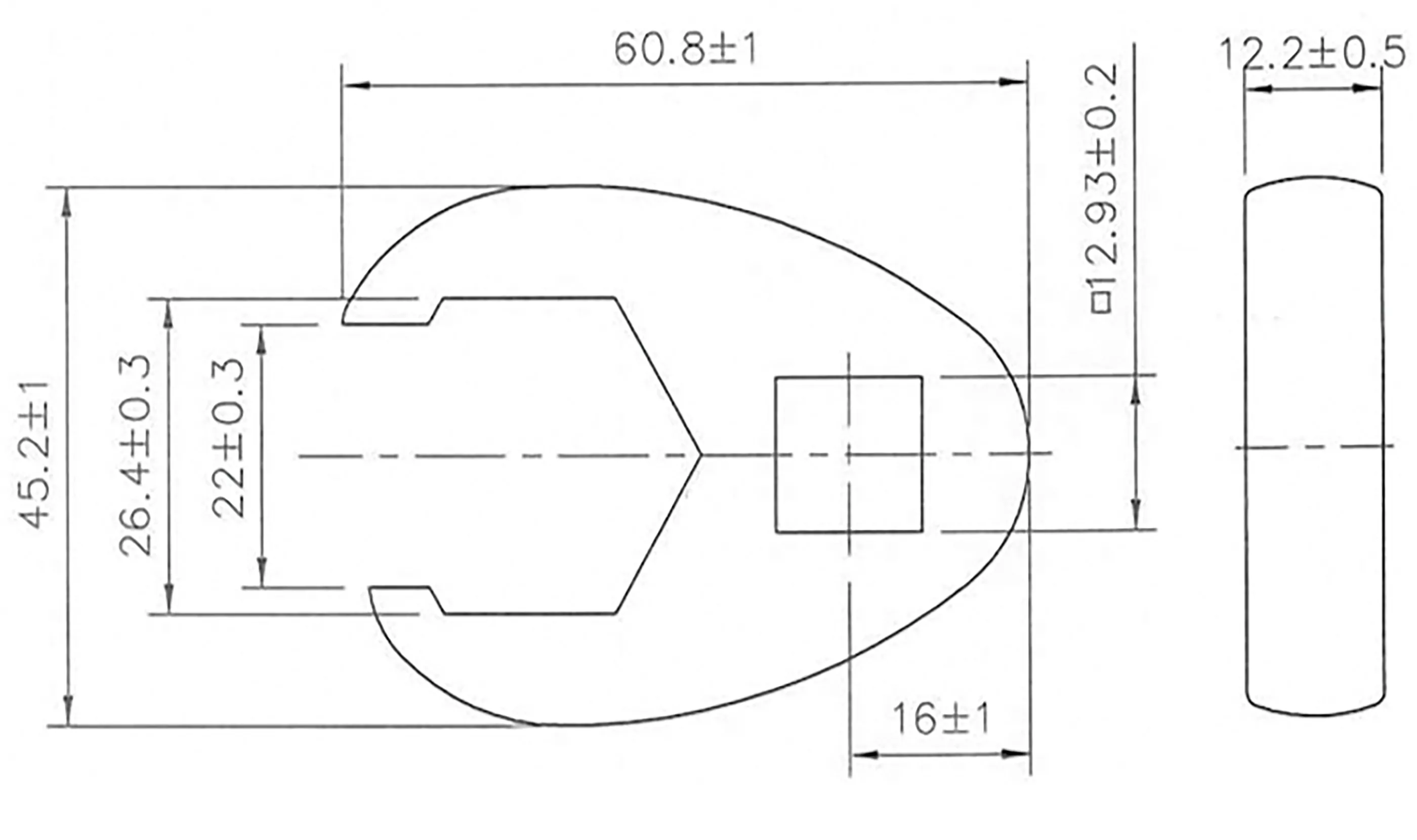 Hahnenfußschlüssel | Antrieb Innenvierkant 12,5 mm (1/2") | SW 26 mm