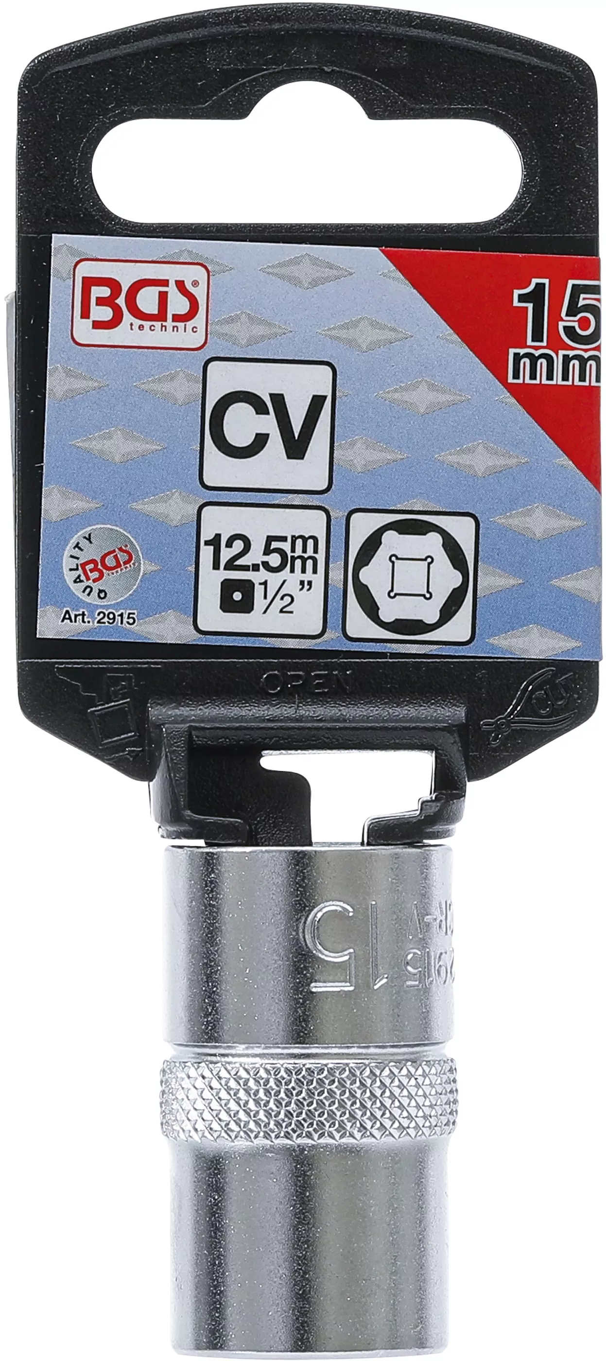 Steckschlüssel-Einsatz Sechskant | Antrieb Innenvierkant 12,5 mm (1/2") | SW 15 mm