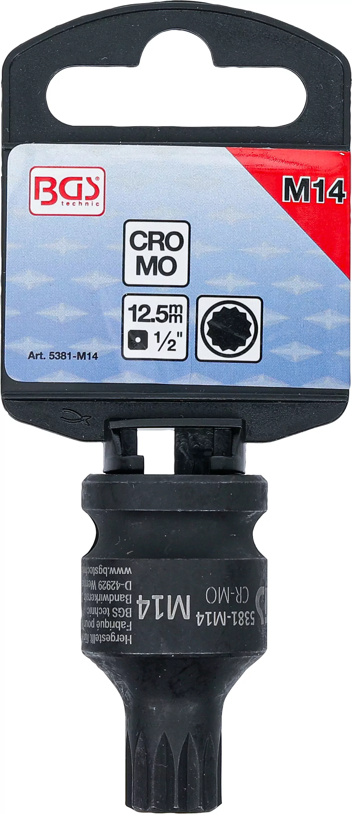 Kraft-Bit-Einsatz | Länge 43 mm | Antrieb Innenvierkant 12,5 mm (1/2") | Innenvielzahn (für XZN) M14