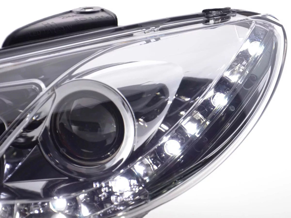 Scheinwerfer Set Daylight LED TFL-Optik Peugeot 206 Bj. 98- chrom